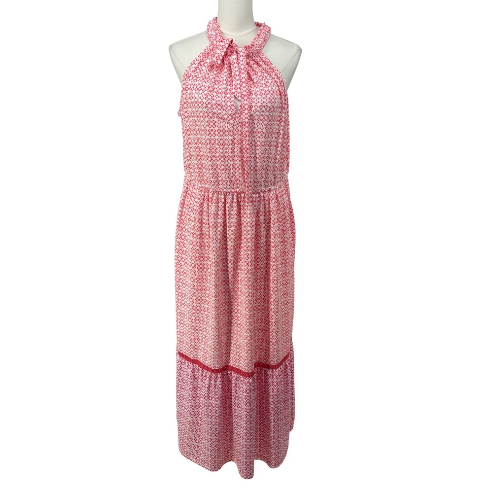Cabana‎ Life Geometric Tiered Halter Maxi Dress XL Beachy Coastal Feminine Boho